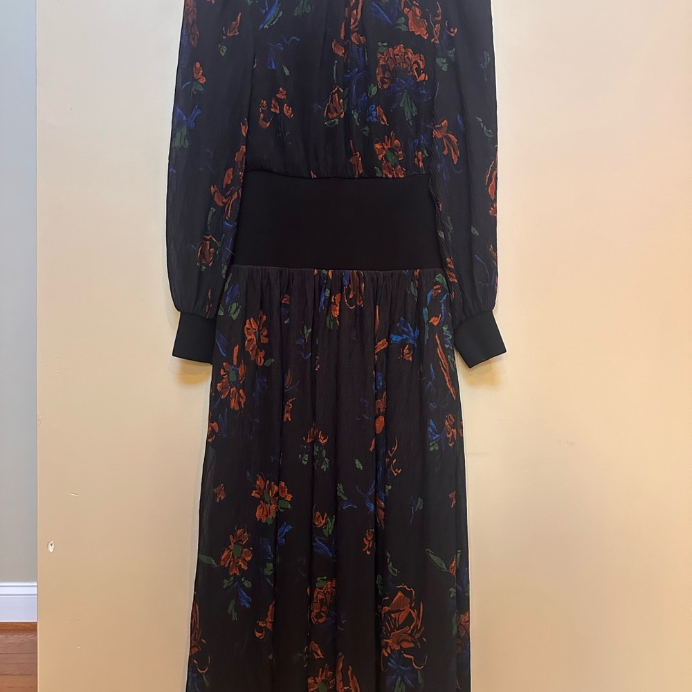 Tory Burch Black Dress with Red and Blue Floral Design